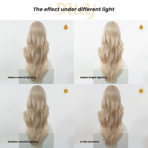 DWY Calantha - New Design Filter Lace 28 Inch Wavy Blonde Glueless Synthetic Wig