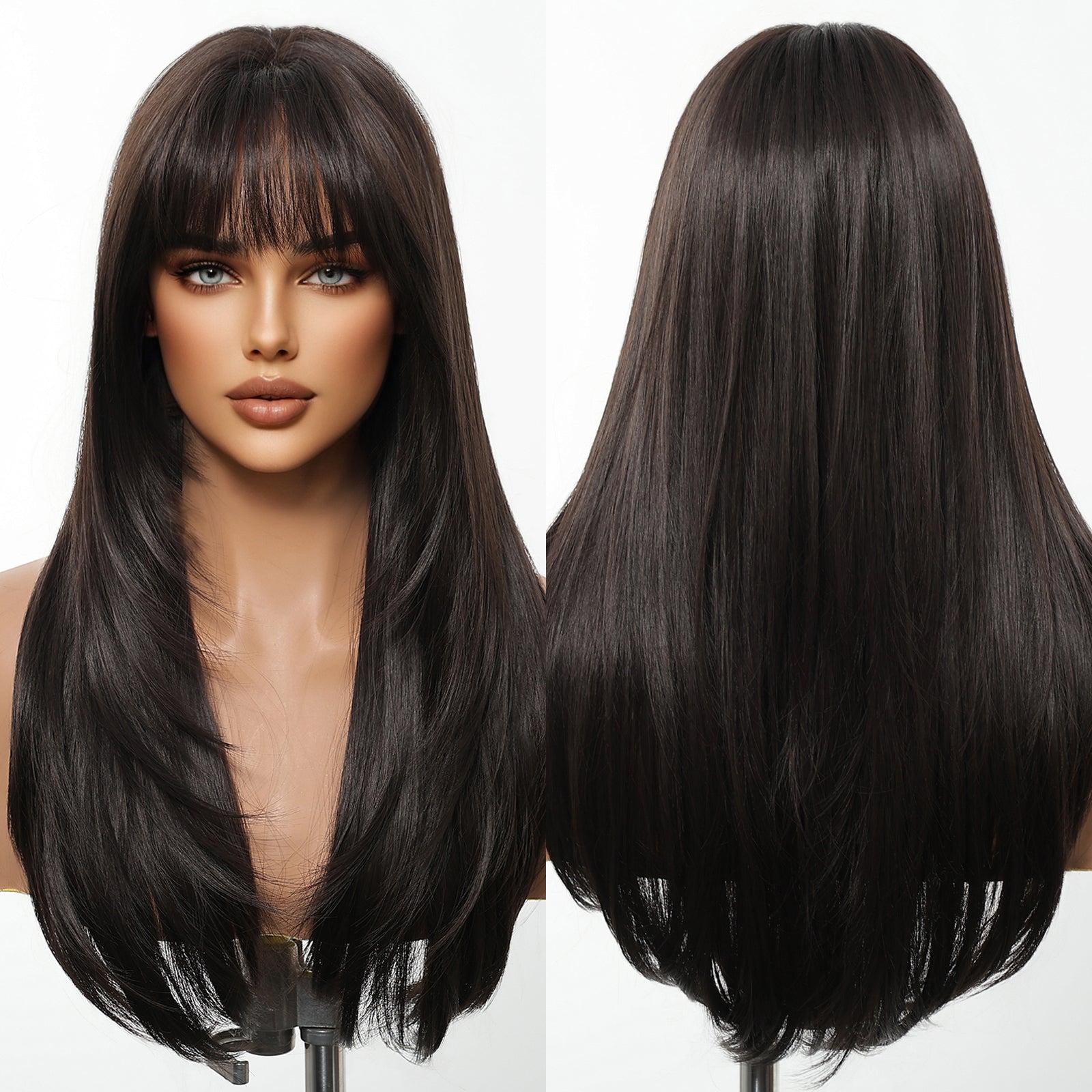 Mindy-DWY Short-length Straight Blonde Realistic LargeArea Scalp Layer-cut Hair Glueless Synthetic Wig for Women 24 Inches