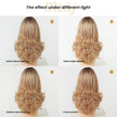 Fallon-DWY Machine Made Middle Part Long Wavy Rooted Light Blonde Glueless Synthetic Wig with Side Bangs for Women 22 Inchess