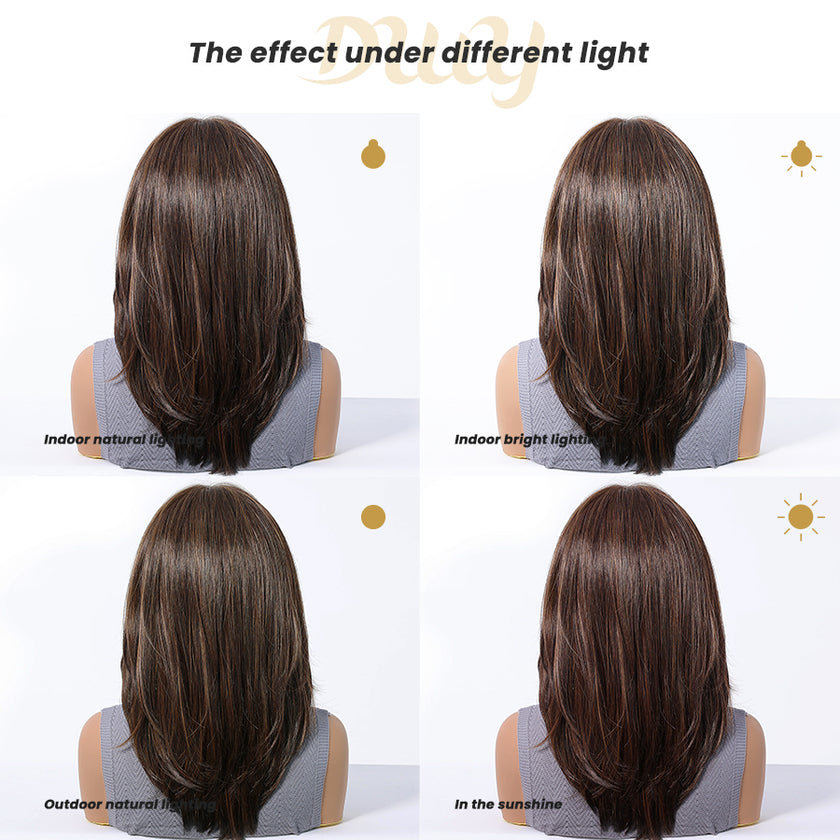 Soraya-DWY Libera Free Part Mid-Length Natural Straight Light Brown  Synthetic Wig