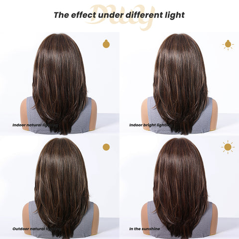 Soraya-DWY Libera Free Part Mid-Length Natural Straight Light Brown  Synthetic Wig