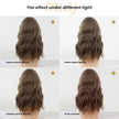 Aurora - NEW! DWY 20-Inch Light Brown Wave  Glueless Synthetic Wig with Bangs for Women High-Quality Premium Fiber Easy Wear Comfortable Fit Deep Wavy Wigs Curly Warm