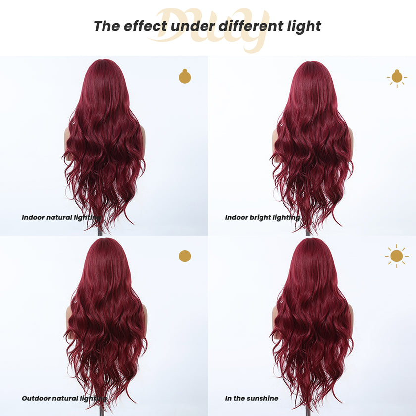 DWY 26-Inch Wine Red Curly Wig - Bold Burgundy Glam