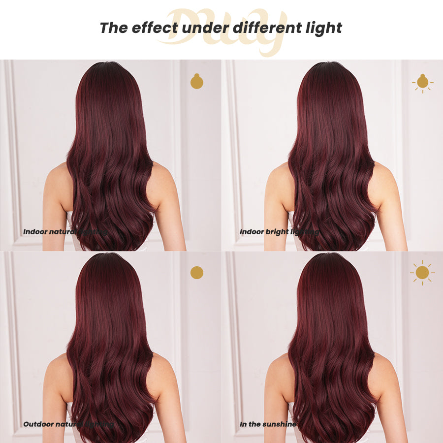 Jessi -DWY Long Natural Wavy Glueless Synthetic Wig with Bangs for Women 2 Shades 26 Inches