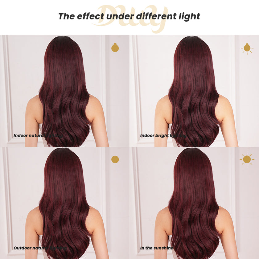 Jessi -DWY Long Natural Wavy Glueless Synthetic Wig with Bangs for Women 2 Shades 26 Inches