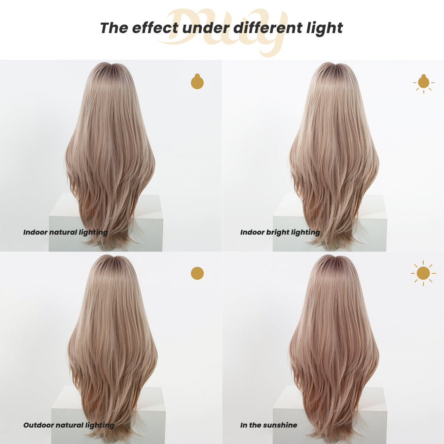 Orlaith-DWY 26-Inch MiraScalp Layered Straight Blonde Synthetic Wig