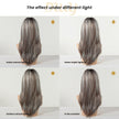 Elara-DWY 22 Inch Silver Grey Balayage Long Layered Wig with Air Bangs | Natural Synthetic Hair for Women | Daily Wear & Versatile Styling