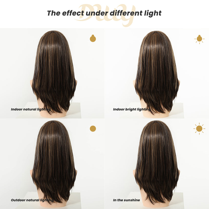 Pre Order! Ruby-DWY Mono Lace Front Free Part Mid-Length Silky Straight 20 Inches Hazelnut Glueless Synthetic Wig