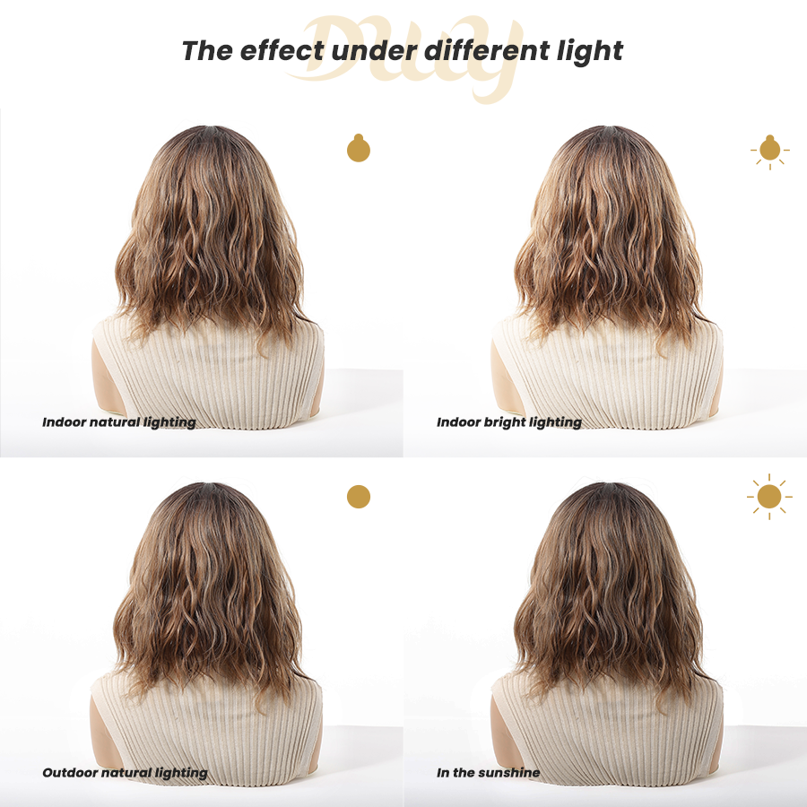Rae-DWY T-Part Lace Front Shoulder Length Ombre Brown Bob Glueless Synthetic Wig