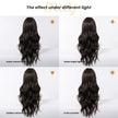 Noelle-DWY Free Part Machine Made Long Layer Wave Tea Black Glueless Synthetic Wig with Bangs for Women 26 Inches