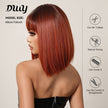 Olivia-DWY Rooted Orange Straight Synthetic Wigs With Bangs