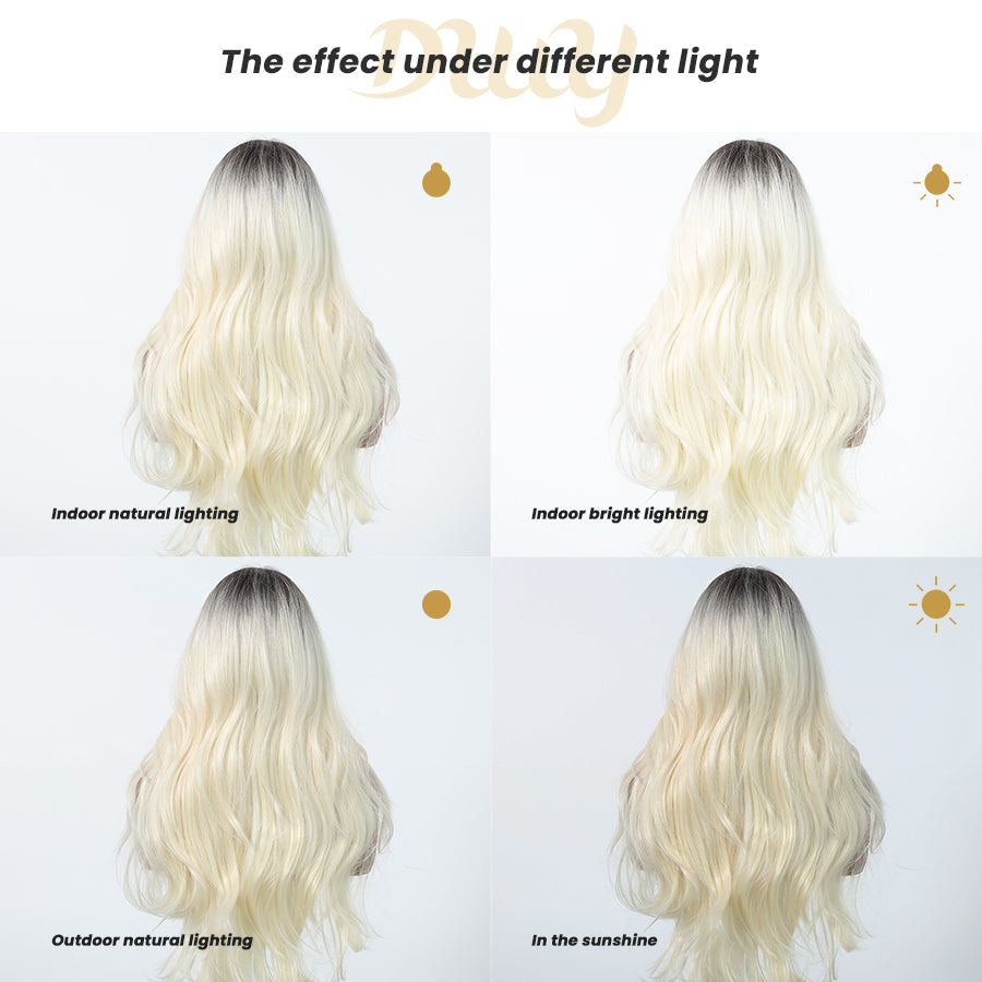 Scarlett H -DWY Lace Front Middle Part Long Body Wavy Blonde Ombre Glueless Synthetic Wig