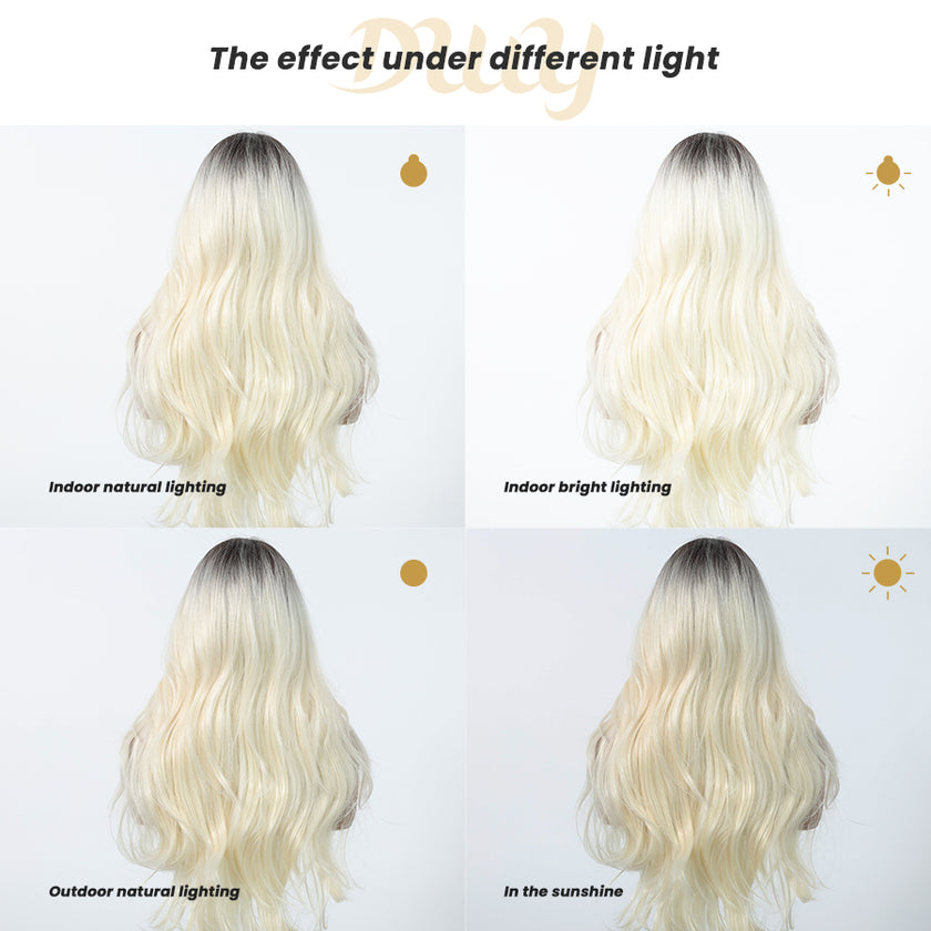 Scarlett H -DWY Lace Front Middle Part Long Body Wavy Blonde Ombre Glueless Synthetic Wig