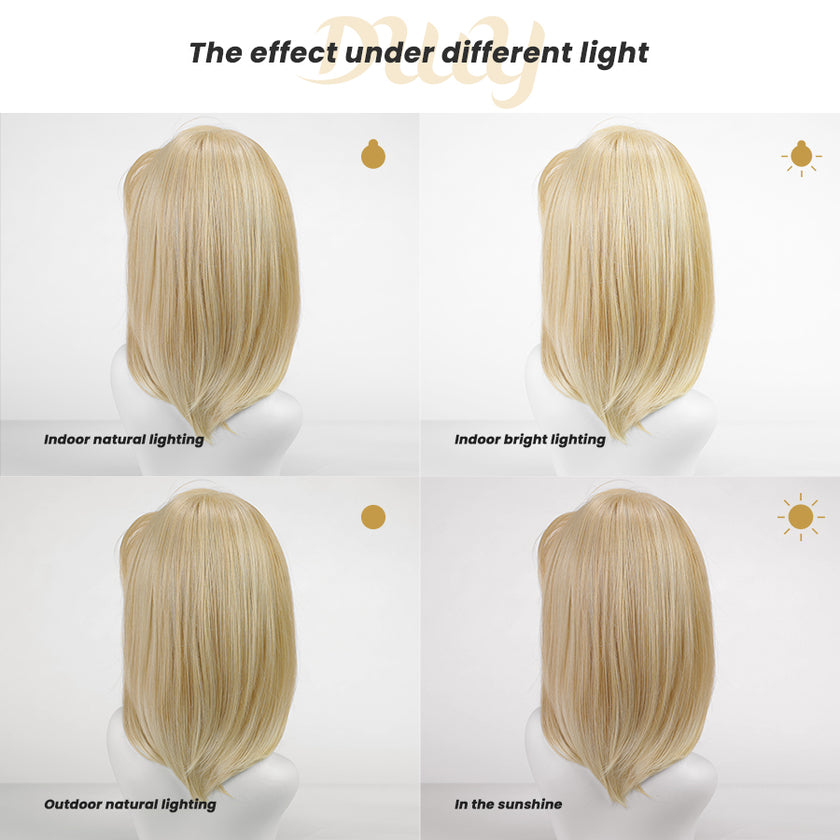 [CLEARANCE SALE]Madeline-DWY Mono Lace Front Free Part Shoulder-Length Silky Straight Glueless Synthetic Wig for Women 12 Inches