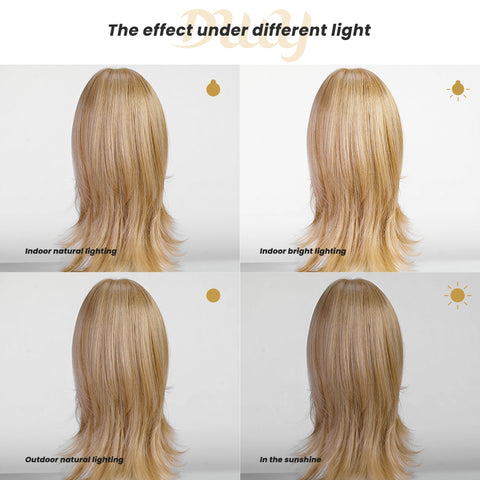 Rebekah C-DWY Mono Lace Front Free Part Long Straight  Blonde Glueless Synthetic Wig for Women 16 Inches