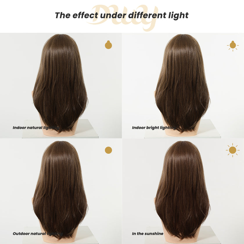 Willa- NEW! DWY Pre-cut U part Diamond Lace Long-length Lace Icy Bronde Highlighted Layer-cut Curly Hair Glueless Synthetic Wigs for Women 22 Inch
