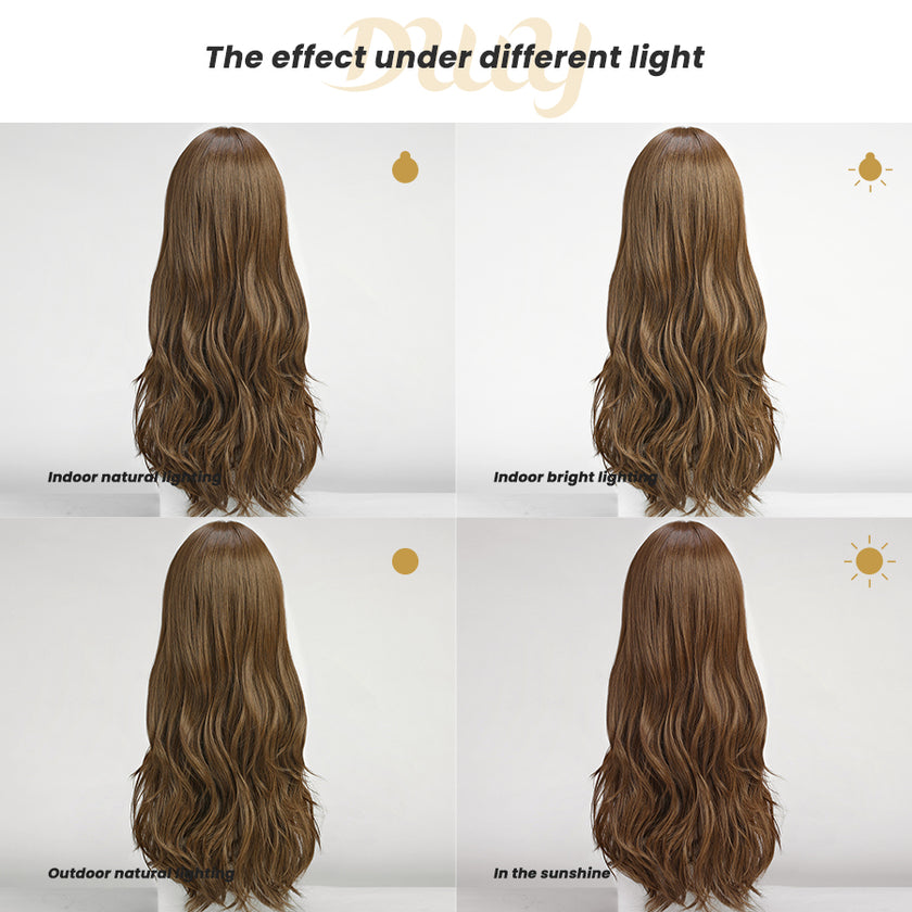Bonna-DWY Mono Lace Front Free Part Long Wavy Brown Synthetic Wig