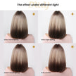 Lucille H-DWY Short Rooted Blonde with Brown Ends Natural Straight Glueless Synthetic Wig with Bangs for Women 12 Inches