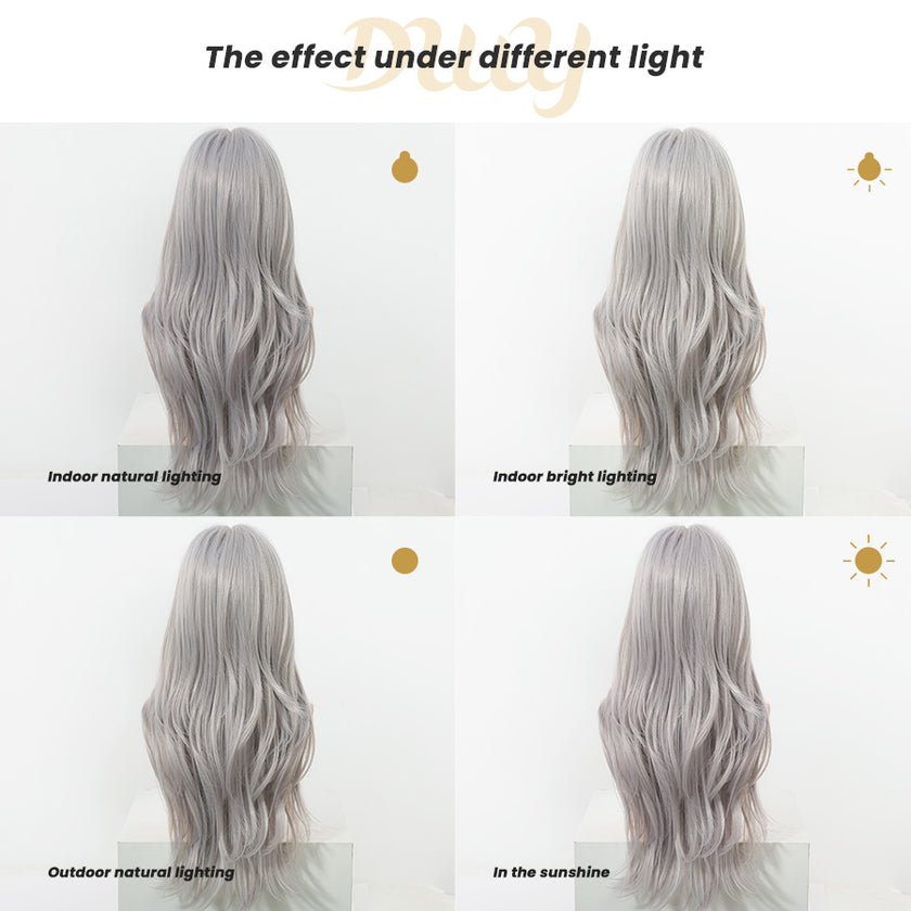 Caroline-DWY 26-Inch MiraScalp Long-Length Body Wave Silver Grey Wig