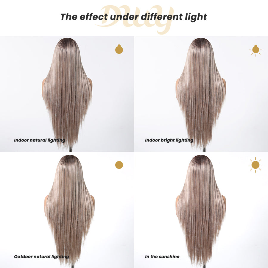 Calista C- DWY 13×6 Lace Front Free Part Long Blonde Gradient Straight Glueless Synthetic Wig