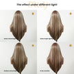 Ethel-DWY 13x6 Filter Lace Front Free Part Long Length Straight Brown with Highlights Glueless Synthetic Wig