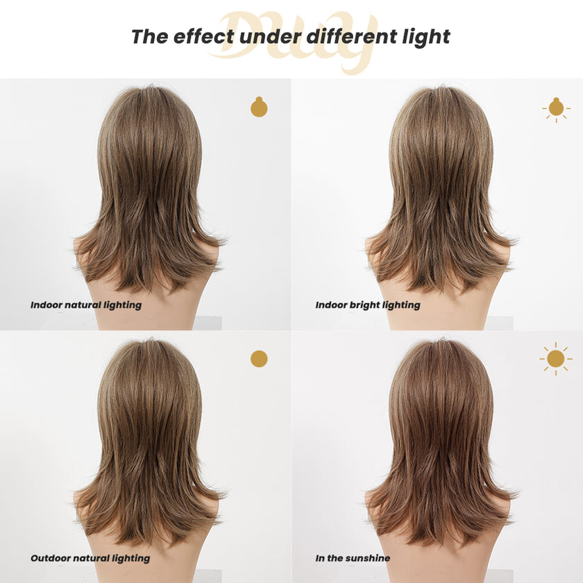Maris -DWY Mid-Length Wolf-Cut Line Brown Glueless Synthetic Wig for Women 16 Inches Natural Hairline