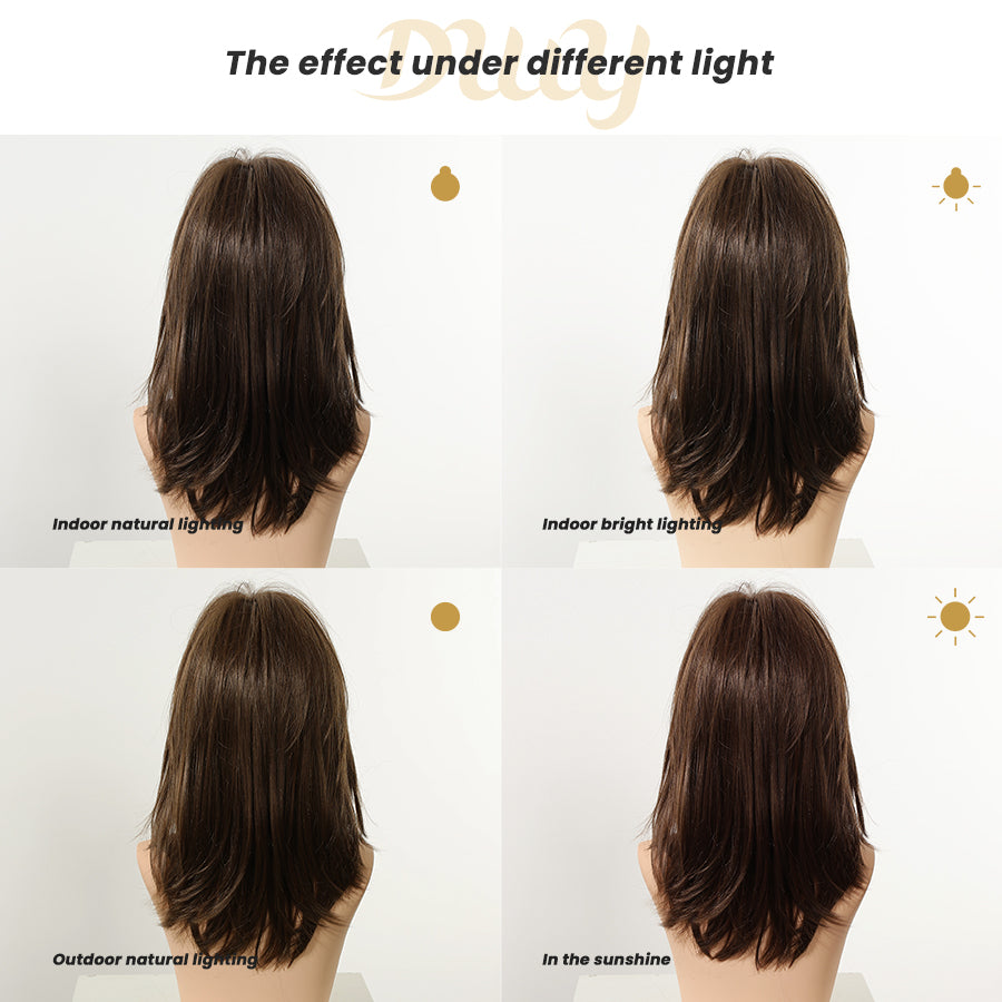 Tanya-DWY Mono Lace Front Brown Free Part Mid-Length Synthetic Wig