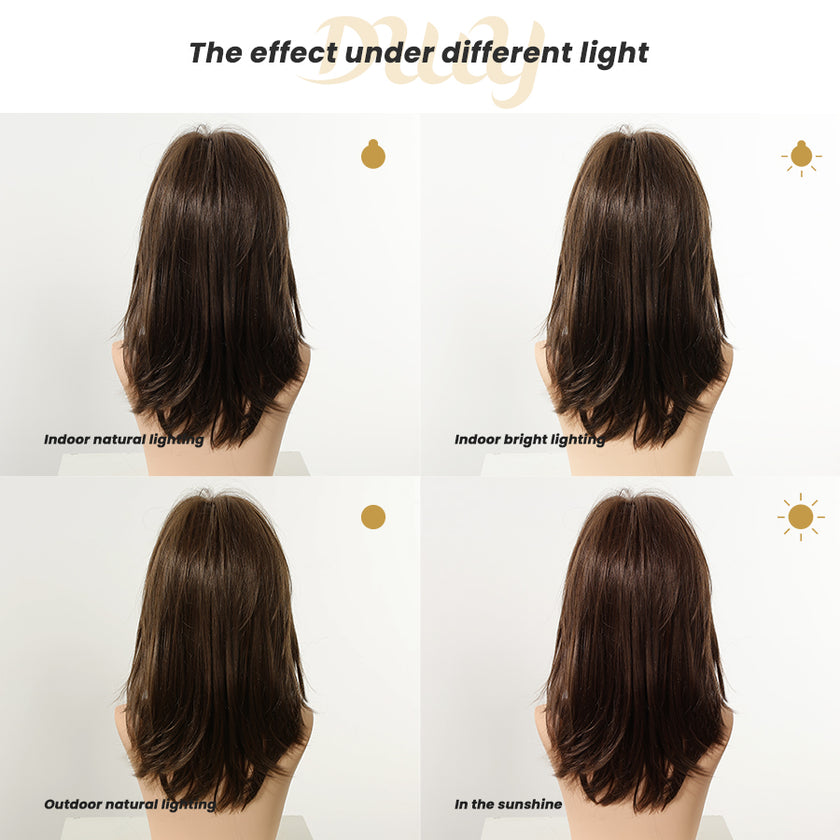 Tanya-DWY Mono Lace Front Brown Free Part Mid-Length Synthetic Wig