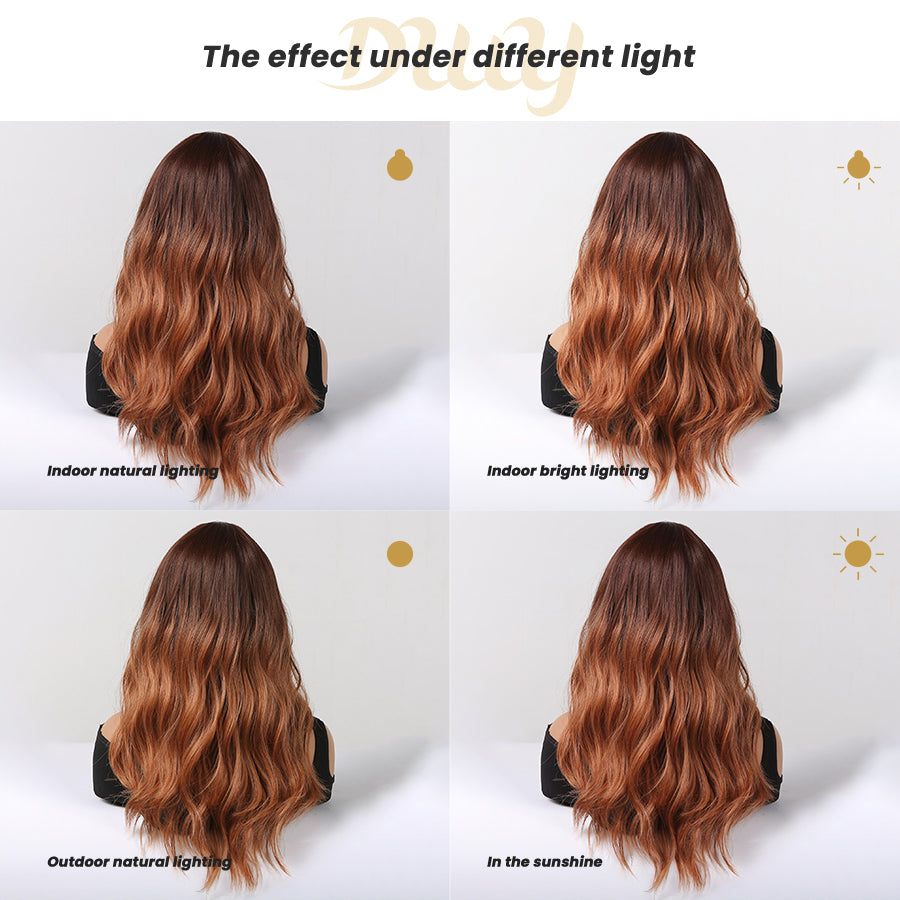 Eva - DWY Mid-Length Ginger With Dark Roots Curly Glueless Synthetic Wig 20 Inch