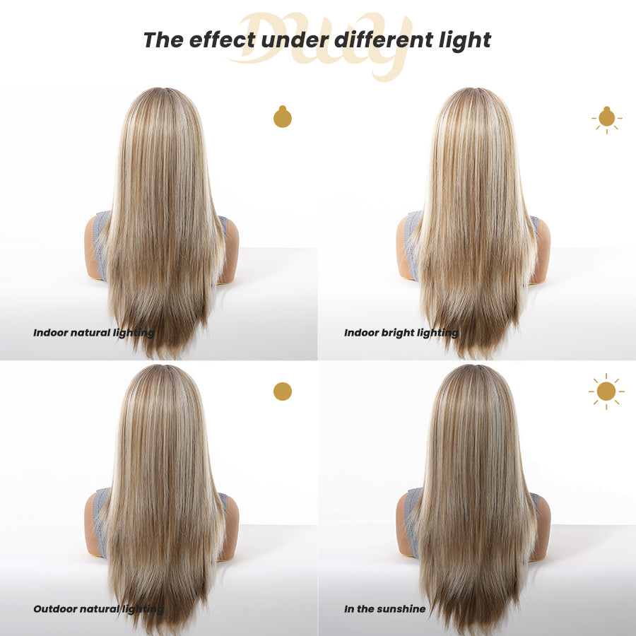 Liberty-DWY 13×6 Lace Front Free Part Long-Length Straight  Highlights Glueless Synthetic Wig