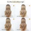 Cybil-DWY Machine Made Mid-length Wave  Bolonde With Dark Roots Glueless Synthetic Wig With Bangs For Women  22 Inches