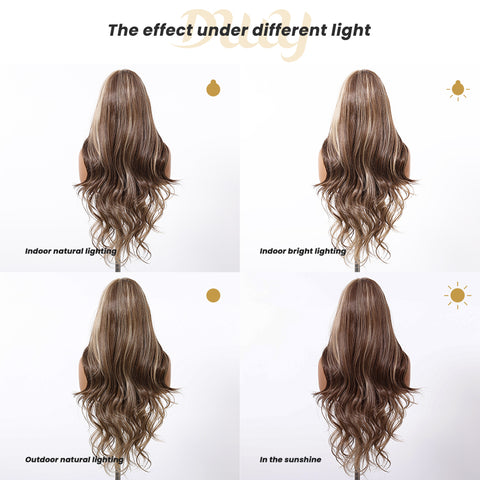 DWY Biscuit-DWY Filter Lace 13×6 Body Waves Dark Brown Blonde Highlights Wig