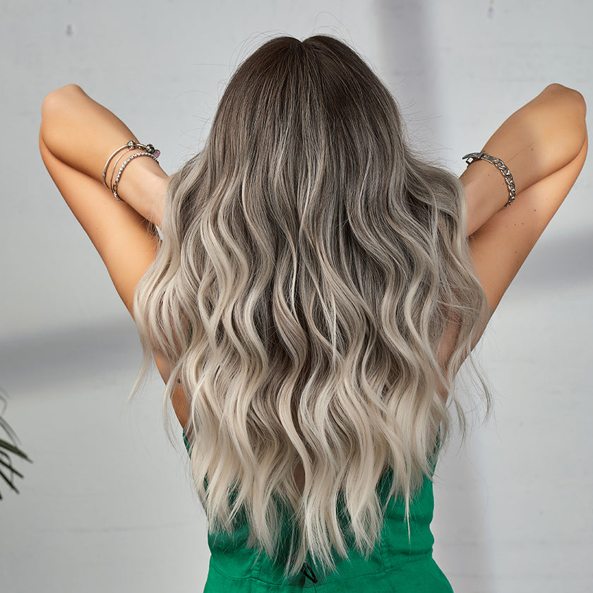 Charlotte-DWY Ombre Blonde Long Wavy Synthetic Wig