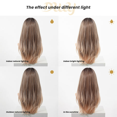 Cori-NEW! DWY 13×4 Lace Front Free Part Long-Length Straight Pink Brown Glueless Synthetic Wig