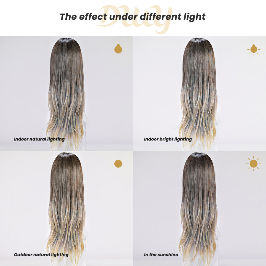 Olive-DWY Mono Lace Front Curly Free Part Ombre Brown With Blonde Synthetic Wig