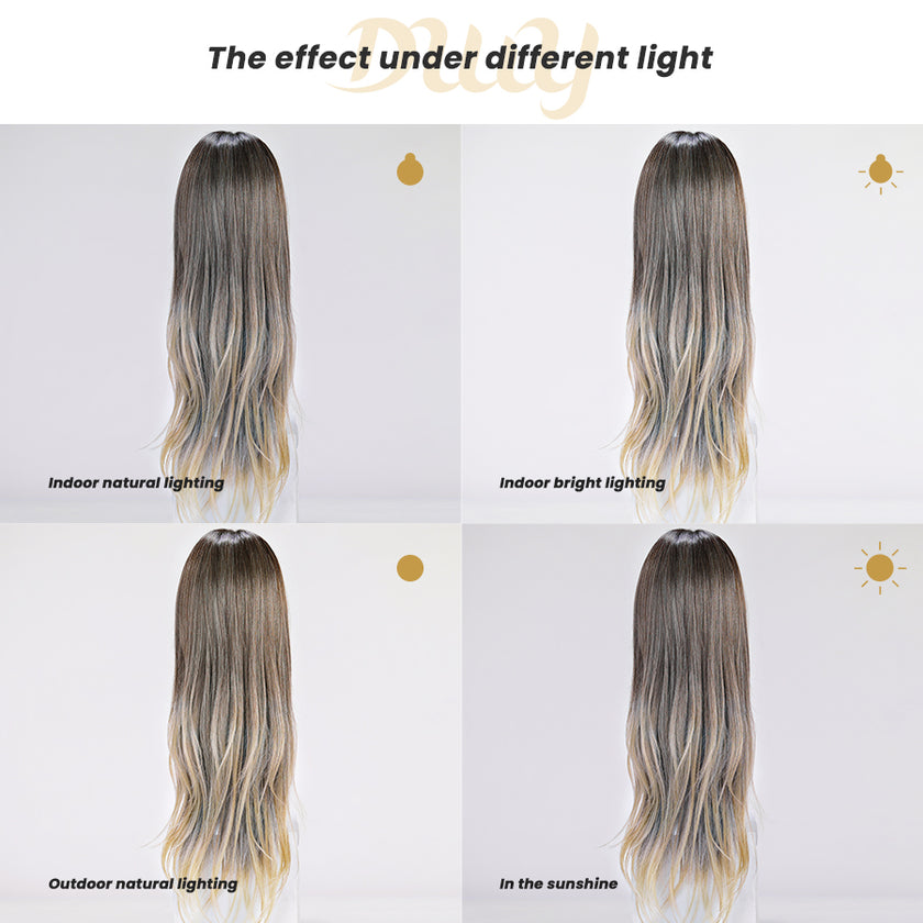 Olive-DWY Mono Lace Front Curly Free Part Ombre Brown With Blonde Synthetic Wig