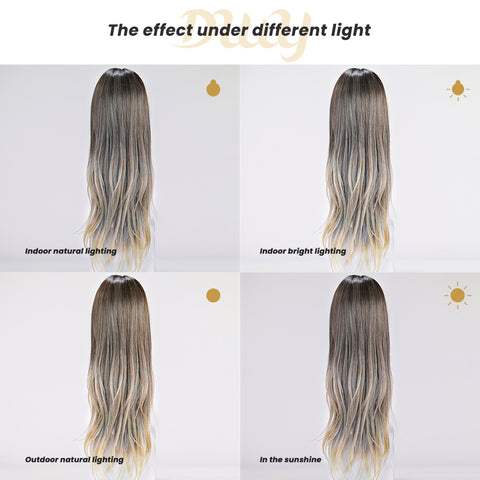 Olive-DWY Mono Lace Front Curly Free Part Ombre Brown With Blonde Synthetic Wig