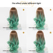 DWY Brown and Green Synthetic Wig with Free Parting