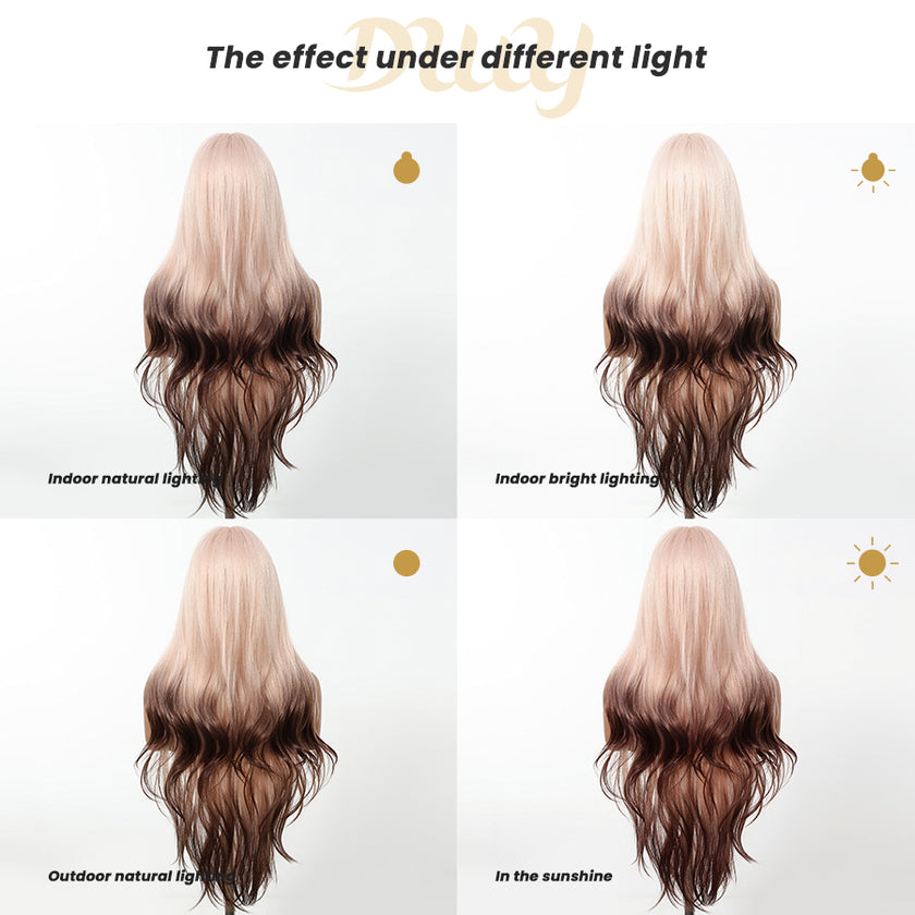 Nyssa-DWY Mirascalp Wave Pink Gradient Brown with Bangs Glueless Synthetic Wig