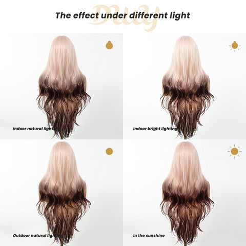 Nyssa-DWY Mirascalp Wave Pink Gradient Brown with Bangs Glueless Synthetic Wig