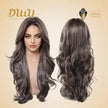 Tessa -DWY Women's Glueless Frontal Wig, 26-Inch Pre-Cut U-Part Diamond Lace Long Cool Brown with Highlights Curly Synthetic Wavy Wig, Glueless Frontal Wigs