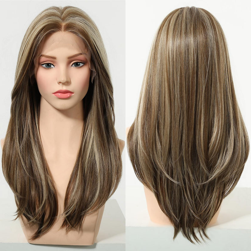 Pre Order!Cori-NEW! DWY 13×4 Lace Front Free Part Long-Length Straight Pink Brown Glueless Synthetic Wig