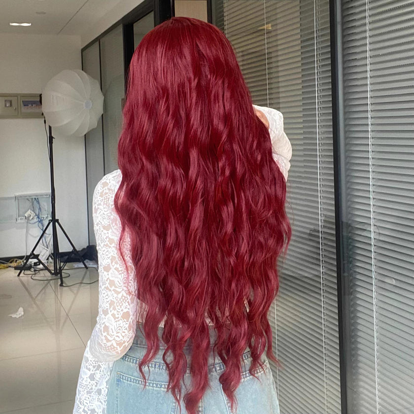 DWY Lace Front Middle Part Long-Length Water Wavy Dyed Version Glueless Synthetic Wig