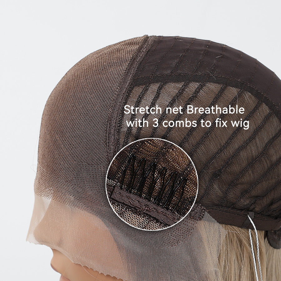 Lumi-DWY Lace Front 13×6 Platinum Blonde Wavy Free Part Synthetic Wig