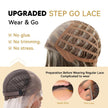 Serein -DWY NEW Step Go Lace Free Part Long-Length Layered Caramel Brown Balayage Glueless Mixed Japanese Fiber Wig for Women 22 Inches