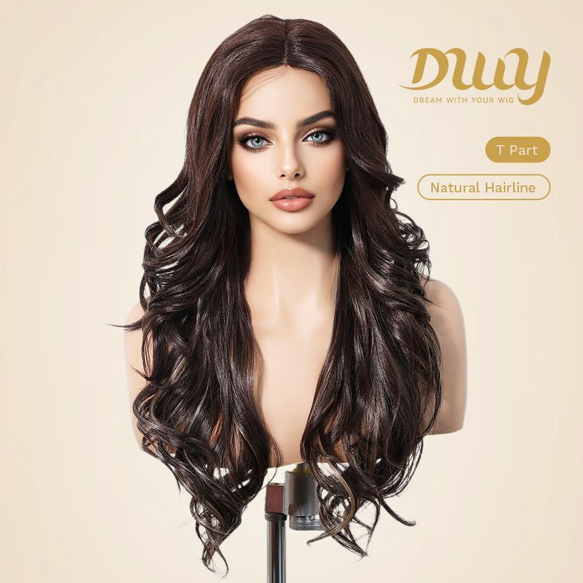 Annie C-DWY Pre-cut T-Part Lace Wig Long Curly Synthetic Wig