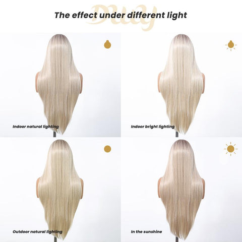Joyce- DWY 13×6 Lace Front Free Part Long Golden Gradient Straight Glueless Synthetic Wig