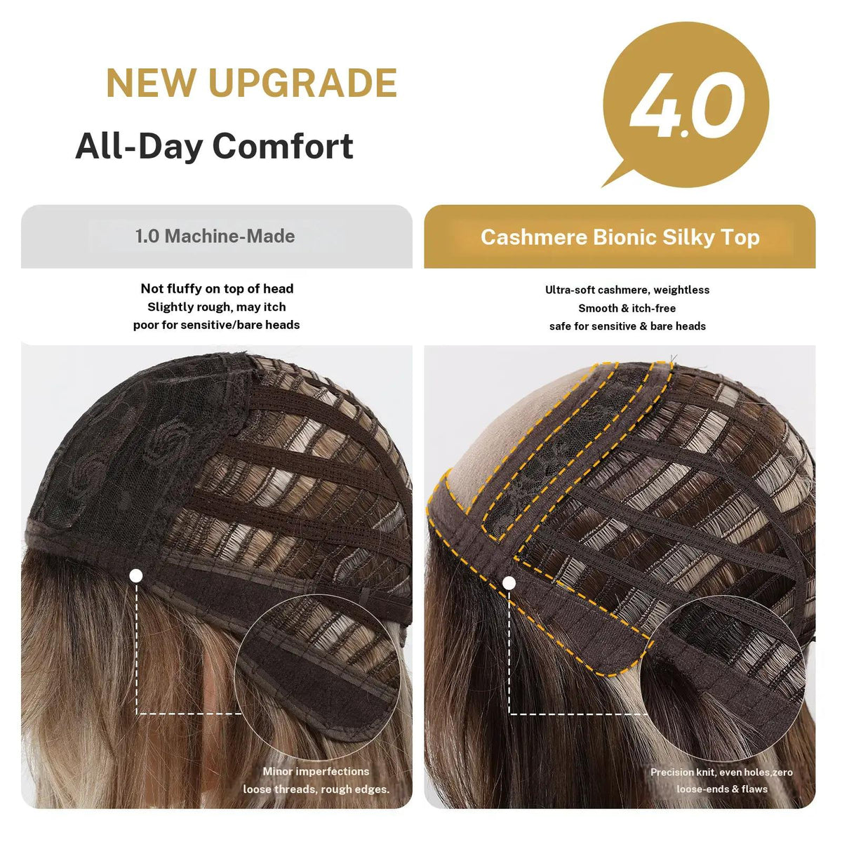 Gwen NEW CRAFT! [GEN4 cashmere Bionic Silky Top] 18 Inch Long Feathered Layerst Blonde With Dark Roots Glueless Synthetic Wig with Bangs for Women High Quality soft texture Easy Wear Comfortable Fit