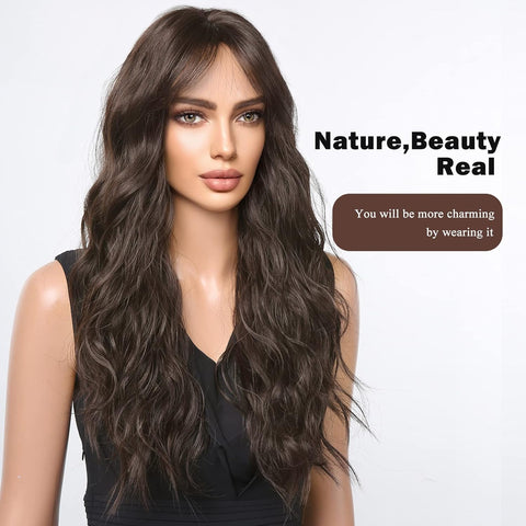 Eireen-DWYLong Brown Curly Glueless Synthetic Wig
