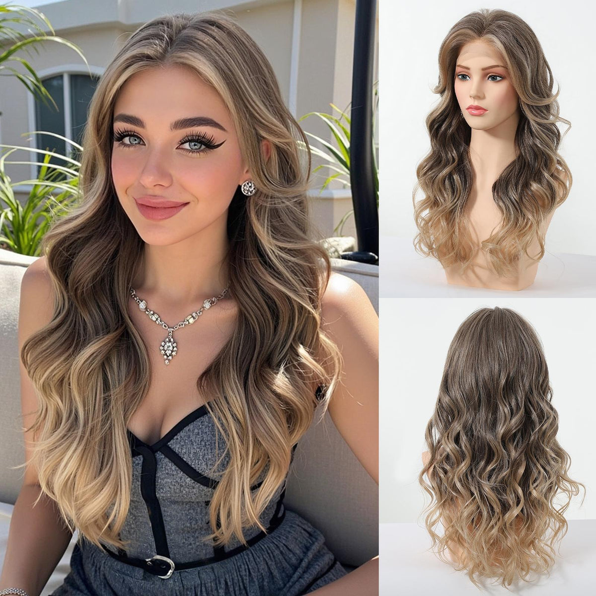 【New in】Lacey -DWY 13x6 Lace Front Ombre Blonde Curly Wig with Highlights